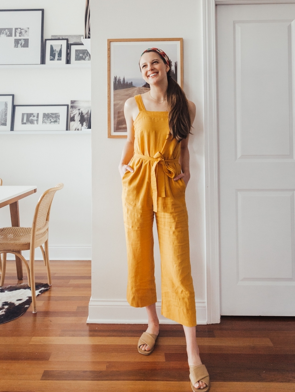 Everlane 100% Linen Yellow Jumpsuit Size 4P